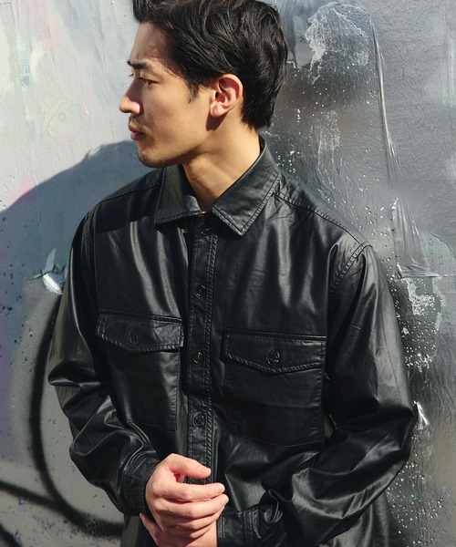 BEAMS HEART（ビームスハート）の「フェイクレザー CPO シャツ（シャツ/ブラウス・メンズ・ブラック/ダークブラウン・SMALL/MEDIUM/LARGE）」の16枚目の写真