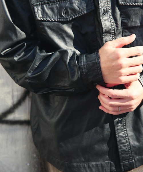BEAMS HEART（ビームスハート）の「フェイクレザー CPO シャツ（シャツ/ブラウス・メンズ・ブラック/ダークブラウン・SMALL/MEDIUM/LARGE）」の18枚目の写真