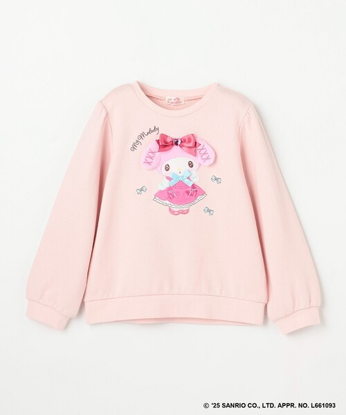 あみみです❣️D.S.CLUBピンク ロゴ入り トレーナー 長袖 マイメロディ＆クロミ×ANY KIDS】アップリケ トレーナー（スウェット