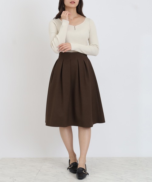 TRUDEA（トルディア）の「タックフレアスカート（スカート・レディース・ブラウン/ネイビー/ベージュ/チャコールグレー・MEDIUM/LARGE）」の19枚目の写真