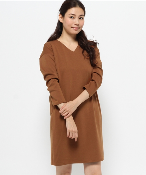 N.(N. Natural Beauty Basic)(エヌエヌナチュラルビューティーベーシック)の「ポンチサックワンピース(ワンピース・レディース・ベージュ/ネイビー/グレー/ベージュ系その他・MEDIUM)」の3枚目の写真