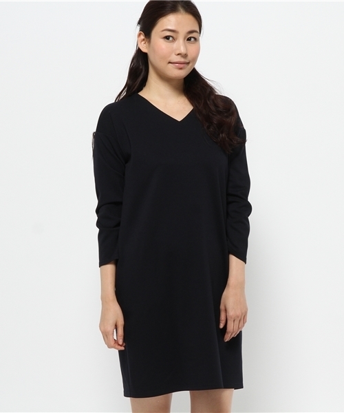 N.(N. Natural Beauty Basic)(エヌエヌナチュラルビューティーベーシック)の「ポンチサックワンピース(ワンピース・レディース・ベージュ/ネイビー/グレー/ベージュ系その他・MEDIUM)」の4枚目の写真