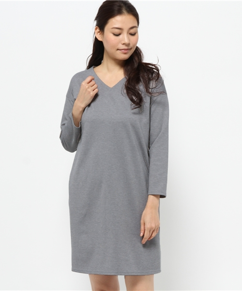 N.(N. Natural Beauty Basic)(エヌエヌナチュラルビューティーベーシック)の「ポンチサックワンピース(ワンピース・レディース・ベージュ/ネイビー/グレー/ベージュ系その他・MEDIUM)」の1枚目の写真