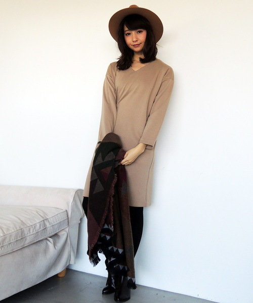 N.(N. Natural Beauty Basic)(エヌエヌナチュラルビューティーベーシック)の「ポンチサックワンピース(ワンピース・レディース・ベージュ/ネイビー/グレー/ベージュ系その他・MEDIUM)」の15枚目の写真