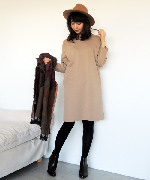 N.(N. Natural Beauty Basic)(エヌエヌナチュラルビューティーベーシック)の「ポンチサックワンピース(ワンピース・レディース・ベージュ/ネイビー/グレー/ベージュ系その他・MEDIUM)」の16枚目の写真