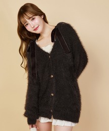 【今すぐお届け可能!セットで着れる】milkyフェザーニットロングカーディガン