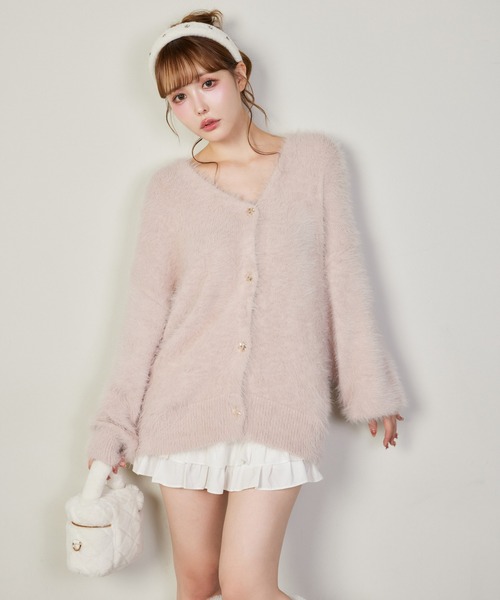 one after another NICE CLAUP（ワンアフターアナザーナイスクラップ）の「【今すぐお届け可能!セットで着れる】milkyフェザーニットロングカーディガン（カーディガン/ボレロ・レディース・ダークブラウン/ピンク/オフホワイト/グレー/サックスブルー・FREE）」の11枚目の写真