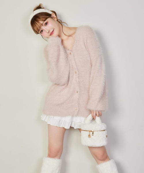 one after another NICE CLAUP（ワンアフターアナザーナイスクラップ）の「【今すぐお届け可能!セットで着れる】milkyフェザーニットロングカーディガン（カーディガン/ボレロ・レディース・ダークブラウン/ピンク/オフホワイト/グレー/サックスブルー・FREE）」の12枚目の写真