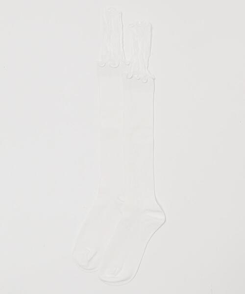 WEGO（ウィゴー）の「WEGO/レース切替ハイソックス（ソックス/靴下・レディース・ホワイト/ブラック・23-25cm）」の5枚目の写真