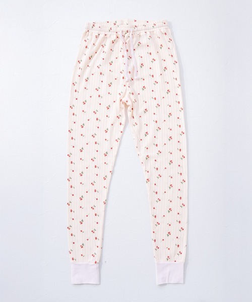 FRUIT OF THE LOOM（フルーツオブザルーム）の「レトロ調ワッフルルーム上下 / 長袖上下２点セット / ブランドロゴ総柄 / ワンマイルウェア（その他ルームウェア・レディース・サックスブルー/ピンク・M）」の4枚目の写真