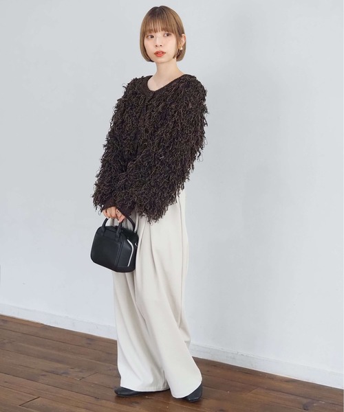tiptop（ティップトップ）の「ループフリンジ２wayニット（カーディガン/ボレロ・レディース・ブラック/アイボリー/チャコールグレー・FREE）」の7枚目の写真