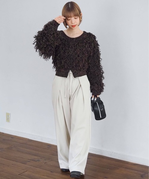 tiptop（ティップトップ）の「ループフリンジ２wayニット（カーディガン/ボレロ・レディース・ブラック/アイボリー/チャコールグレー・FREE）」の11枚目の写真