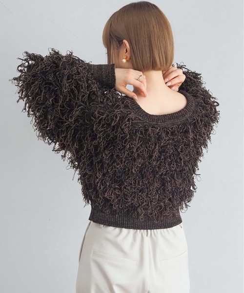 tiptop（ティップトップ）の「ループフリンジ２wayニット（カーディガン/ボレロ・レディース・ブラック/アイボリー/チャコールグレー・FREE）」の9枚目の写真