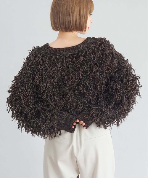 tiptop（ティップトップ）の「ループフリンジ２wayニット（カーディガン/ボレロ・レディース・ブラック/アイボリー/チャコールグレー・FREE）」の13枚目の写真