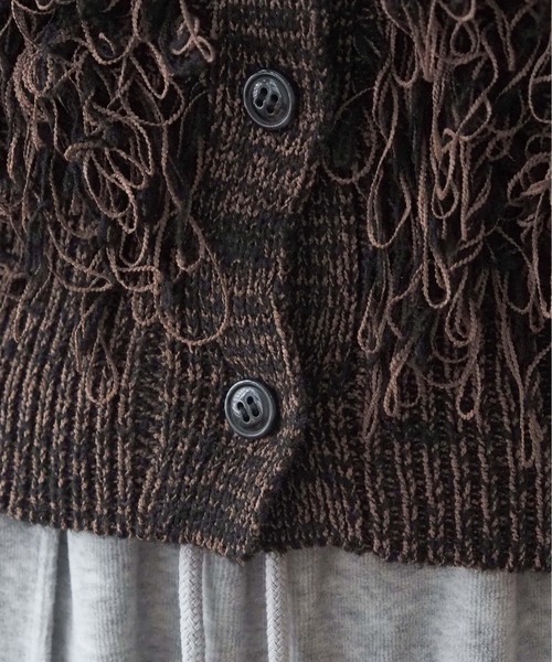 tiptop（ティップトップ）の「ループフリンジ２wayニット（カーディガン/ボレロ・レディース・ブラック/アイボリー/チャコールグレー・FREE）」の14枚目の写真