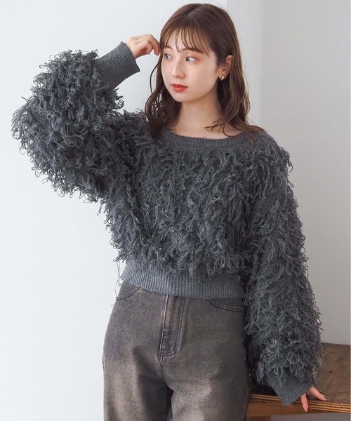 tiptop（ティップトップ）の「ループフリンジ２wayニット（カーディガン/ボレロ・レディース・ブラック/アイボリー/チャコールグレー・FREE）」の15枚目の写真