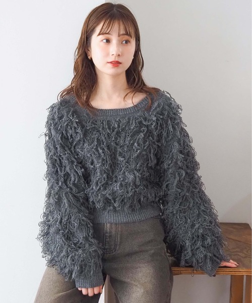 tiptop（ティップトップ）の「ループフリンジ２wayニット（カーディガン/ボレロ・レディース・ブラック/アイボリー/チャコールグレー・FREE）」の18枚目の写真