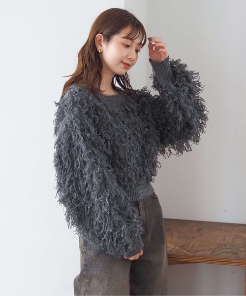 tiptop（ティップトップ）の「ループフリンジ２wayニット（カーディガン/ボレロ・レディース・ブラック/アイボリー/チャコールグレー・FREE）」の17枚目の写真