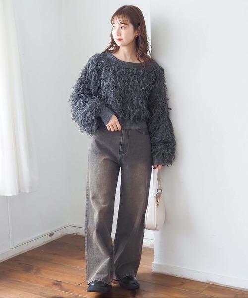 tiptop（ティップトップ）の「ループフリンジ２wayニット（カーディガン/ボレロ・レディース・ブラック/アイボリー/チャコールグレー・FREE）」の19枚目の写真