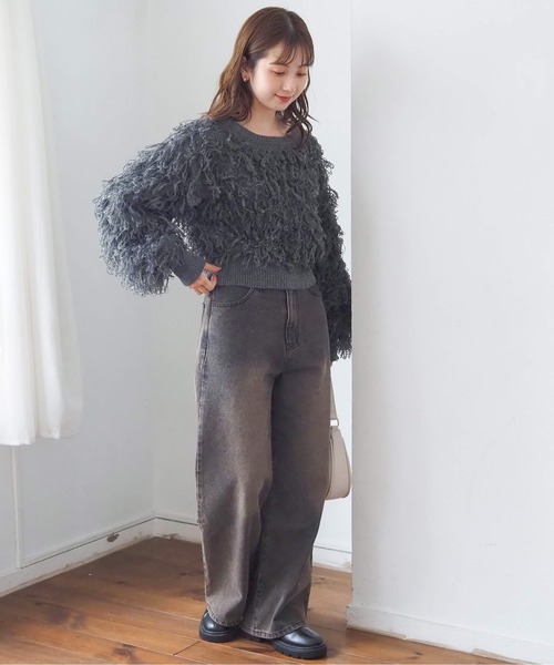 tiptop（ティップトップ）の「ループフリンジ２wayニット（カーディガン/ボレロ・レディース・ブラック/アイボリー/チャコールグレー・FREE）」の16枚目の写真