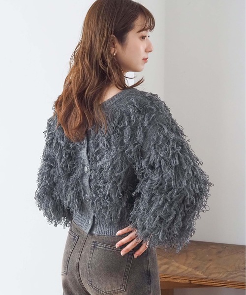 tiptop（ティップトップ）の「ループフリンジ２wayニット（カーディガン/ボレロ・レディース・ブラック/アイボリー/チャコールグレー・FREE）」の21枚目の写真