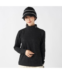 marie claire GOLF マリクレールゴルフ ゴルフウェア 膨れジャガード  エンボス加工 長袖 モックネックシャツ