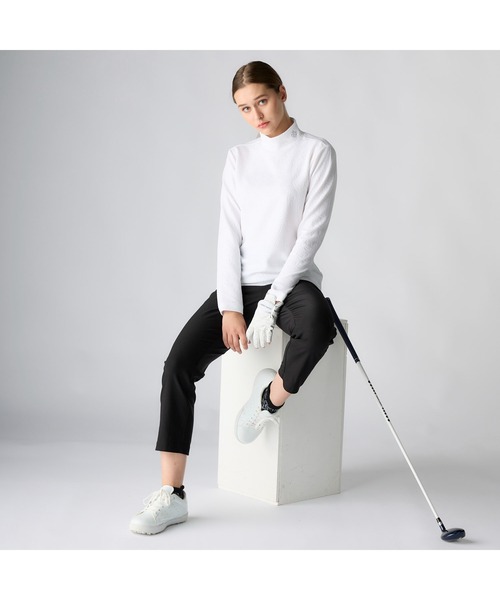 marie claire（マリ・クレール）の「marie claire GOLF マリクレールゴルフ ゴルフウェア 膨れジャガード  エンボス加工 長袖 モックネックシャツ（シャツ/ブラウス・レディース・ホワイト/ブラック/グレー・M/L/LL）」の7枚目の写真
