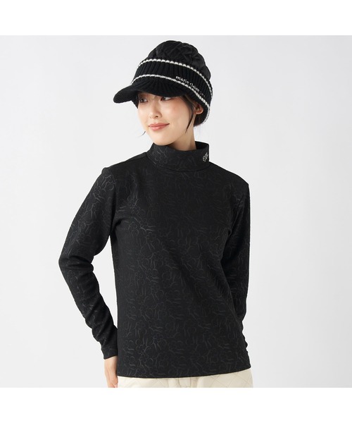 marie claire（マリ・クレール）の「marie claire GOLF マリクレールゴルフ ゴルフウェア 膨れジャガード  エンボス加工 長袖 モックネックシャツ（シャツ/ブラウス・レディース・ホワイト/ブラック/グレー・M/L/LL）」の12枚目の写真