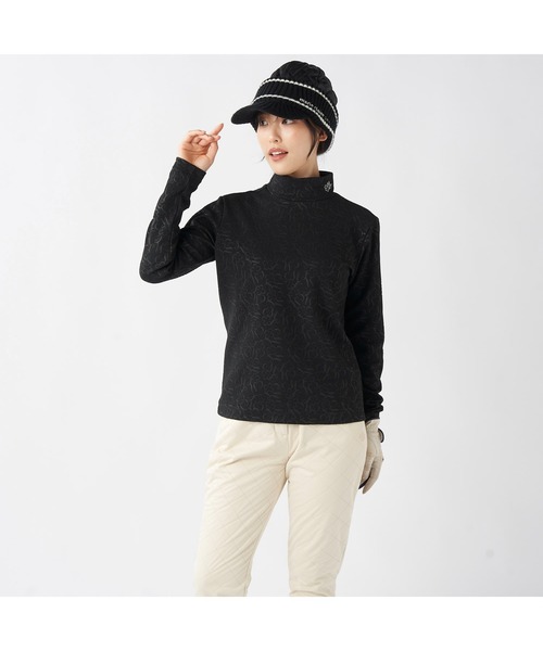 marie claire（マリ・クレール）の「marie claire GOLF マリクレールゴルフ ゴルフウェア 膨れジャガード  エンボス加工 長袖 モックネックシャツ（シャツ/ブラウス・レディース・ホワイト/ブラック/グレー・M/L/LL）」の13枚目の写真