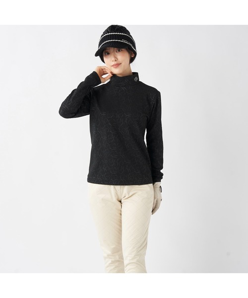 marie claire（マリ・クレール）の「marie claire GOLF マリクレールゴルフ ゴルフウェア 膨れジャガード  エンボス加工 長袖 モックネックシャツ（シャツ/ブラウス・レディース・ホワイト/ブラック/グレー・M/L/LL）」の14枚目の写真