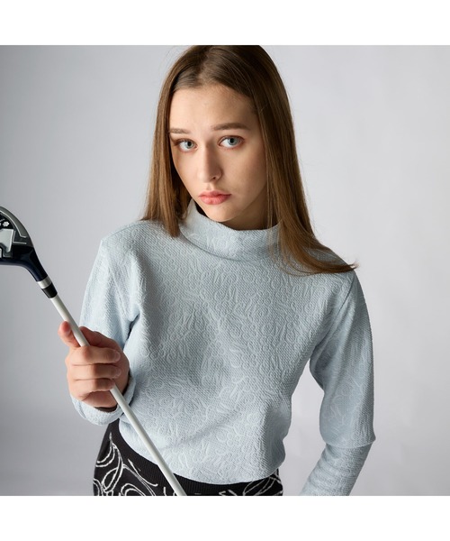marie claire（マリ・クレール）の「marie claire GOLF マリクレールゴルフ ゴルフウェア 膨れジャガード  エンボス加工 長袖 モックネックシャツ（シャツ/ブラウス・レディース・ホワイト/ブラック/グレー・M/L/LL）」の22枚目の写真