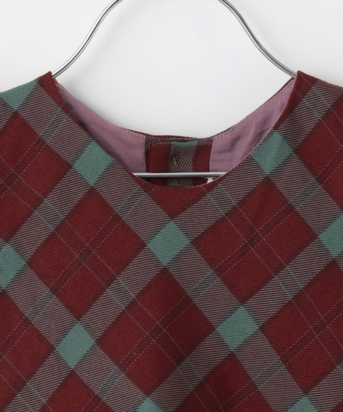 sense of wonder（センスオブワンダー）の「チェックジャンパースカート（ジャンパースカート・キッズ・ホワイト系/ワイン・120cm/130cm/90cm/100cm/110cm）」の4枚目の写真