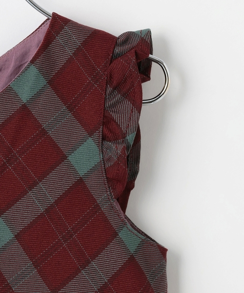 sense of wonder（センスオブワンダー）の「チェックジャンパースカート（ジャンパースカート・キッズ・ホワイト系/ワイン・120cm/130cm/90cm/100cm/110cm）」の5枚目の写真