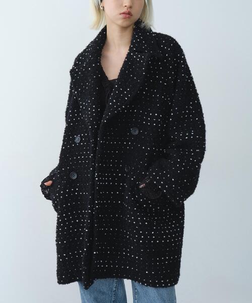 CODE A（コードエー）の「dot tweed coat（チェスターコート・レディース・ブラック系3・00）」の2枚目の写真