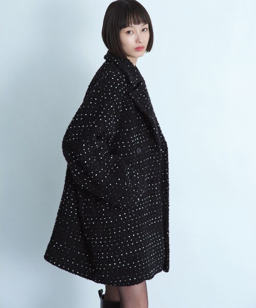 CODE A（コードエー）の「dot tweed coat（チェスターコート・レディース・ブラック系3・00）」の9枚目の写真