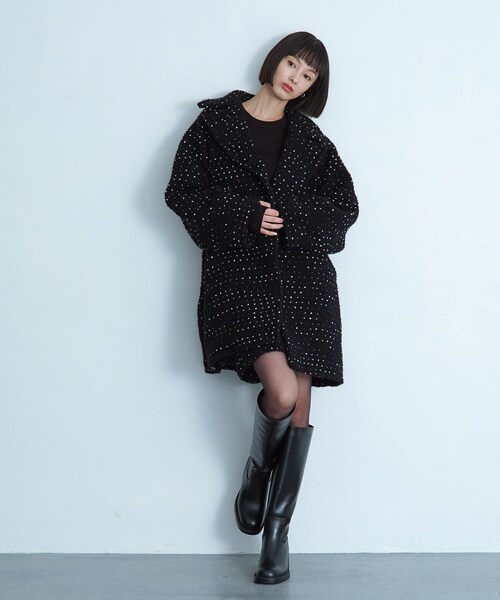 CODE A（コードエー）の「dot tweed coat（チェスターコート・レディース・ブラック系3・00）」の10枚目の写真