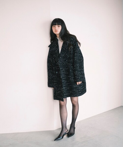 CODE A（コードエー）の「dot tweed coat（チェスターコート・レディース・ブラック系3・00）」の16枚目の写真