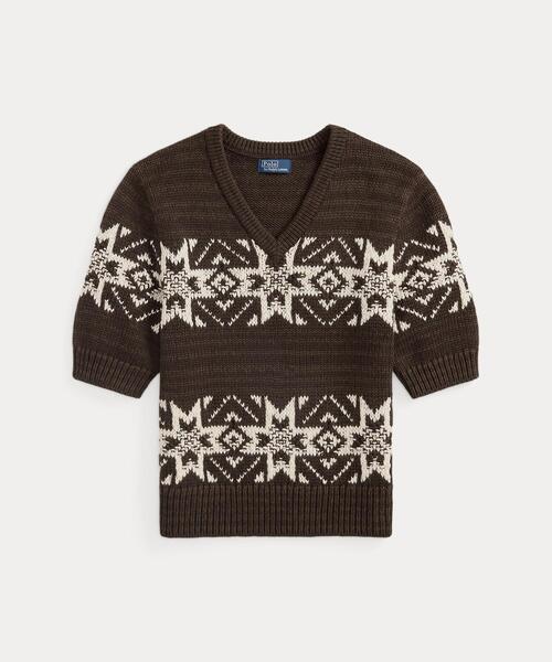 スノーフレーク Vネック ショートスリーブ セーター（ニット/セーター