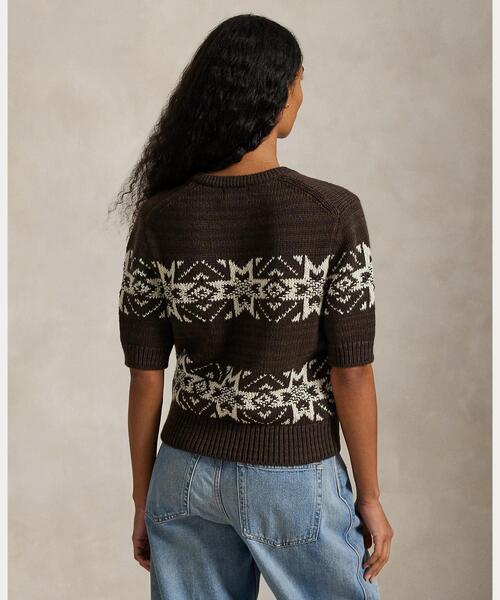 スノーフレーク Vネック ショートスリーブ セーター（ニット/セーター