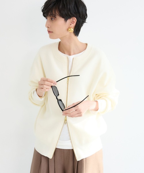 BARNYARDSTORM（バンヤードストーム）の「BARNYARDSTORM / ミラノリブZIPカーデ＜セットアップ対応＞【WEB限定】（カーディガン/ボレロ・レディース・オフホワイト/グレー/ブラック/ブラウン/ライトグレー/ホワイト系その他/ネイビー/ピンク・FREE）」の9枚目の写真