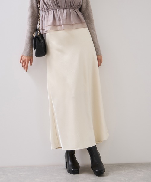 VIS（ビス）の「シャイニーナローフレアスカート（スカート・レディース・キナリ/ブラック・FREE）」の2枚目の写真