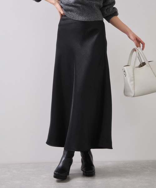 VIS（ビス）の「シャイニーナローフレアスカート（スカート・レディース・キナリ/ブラック・FREE）」の3枚目の写真