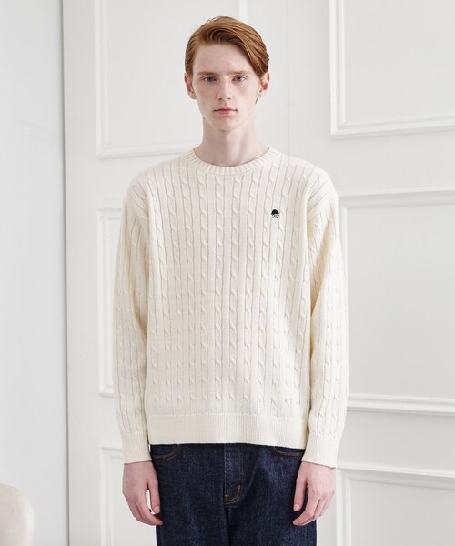 TAKEO KIKUCHI（タケオキクチ）の「【LIMITED】ワンポイント刺繍ケーブルニット（ニット/セーター・メンズ・ブラック/ベージュ/ダークグレー/ブルー系その他/ホワイト系・01/02/03/04）」の16枚目の写真