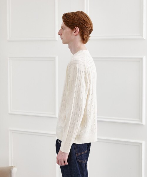 TAKEO KIKUCHI（タケオキクチ）の「【LIMITED】ワンポイント刺繍ケーブルニット（ニット/セーター・メンズ・ブラック/ベージュ/ダークグレー/ブルー系その他/ホワイト系・01/02/03/04）」の15枚目の写真