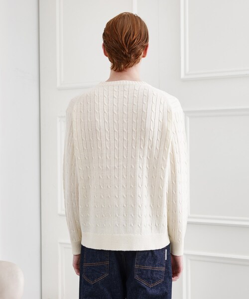 TAKEO KIKUCHI（タケオキクチ）の「【LIMITED】ワンポイント刺繍ケーブルニット（ニット/セーター・メンズ・ブラック/ベージュ/ダークグレー/ブルー系その他/ホワイト系・01/02/03/04）」の14枚目の写真
