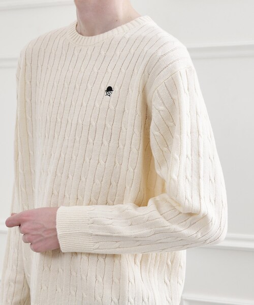 TAKEO KIKUCHI（タケオキクチ）の「【LIMITED】ワンポイント刺繍ケーブルニット（ニット/セーター・メンズ・ブラック/ベージュ/ダークグレー/ブルー系その他/ホワイト系・01/02/03/04）」の12枚目の写真