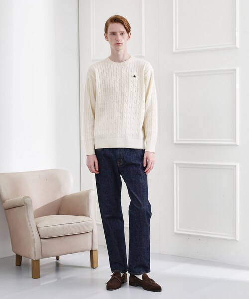 TAKEO KIKUCHI（タケオキクチ）の「【LIMITED】ワンポイント刺繍ケーブルニット（ニット/セーター・メンズ・ブラック/ベージュ/ダークグレー/ブルー系その他/ホワイト系・01/02/03/04）」の9枚目の写真