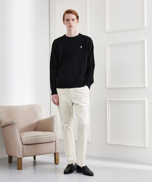 TAKEO KIKUCHI（タケオキクチ）の「【LIMITED】ワンポイント刺繍ケーブルニット（ニット/セーター・メンズ・ブラック/ベージュ/ダークグレー/ブルー系その他/ホワイト系・01/02/03/04）」の7枚目の写真