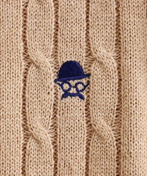 TAKEO KIKUCHI（タケオキクチ）の「【LIMITED】ワンポイント刺繍ケーブルニット（ニット/セーター・メンズ・ブラック/ベージュ/ダークグレー/ブルー系その他/ホワイト系・01/02/03/04）」の6枚目の写真