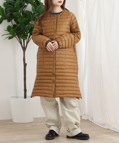 OMNES(オムネス)の「インナーダウン サイドジップロングジャケット(その他アウター・レディース・アイボリー/キャメル・L/M)」の7枚目の写真